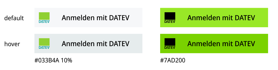 DATEV specifications partially implemented. Permissible differences in button shape, rounding, shadows, spacing
